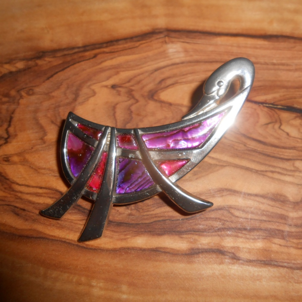 Vintage Duri Colorful Abalone Accents Silver Toned